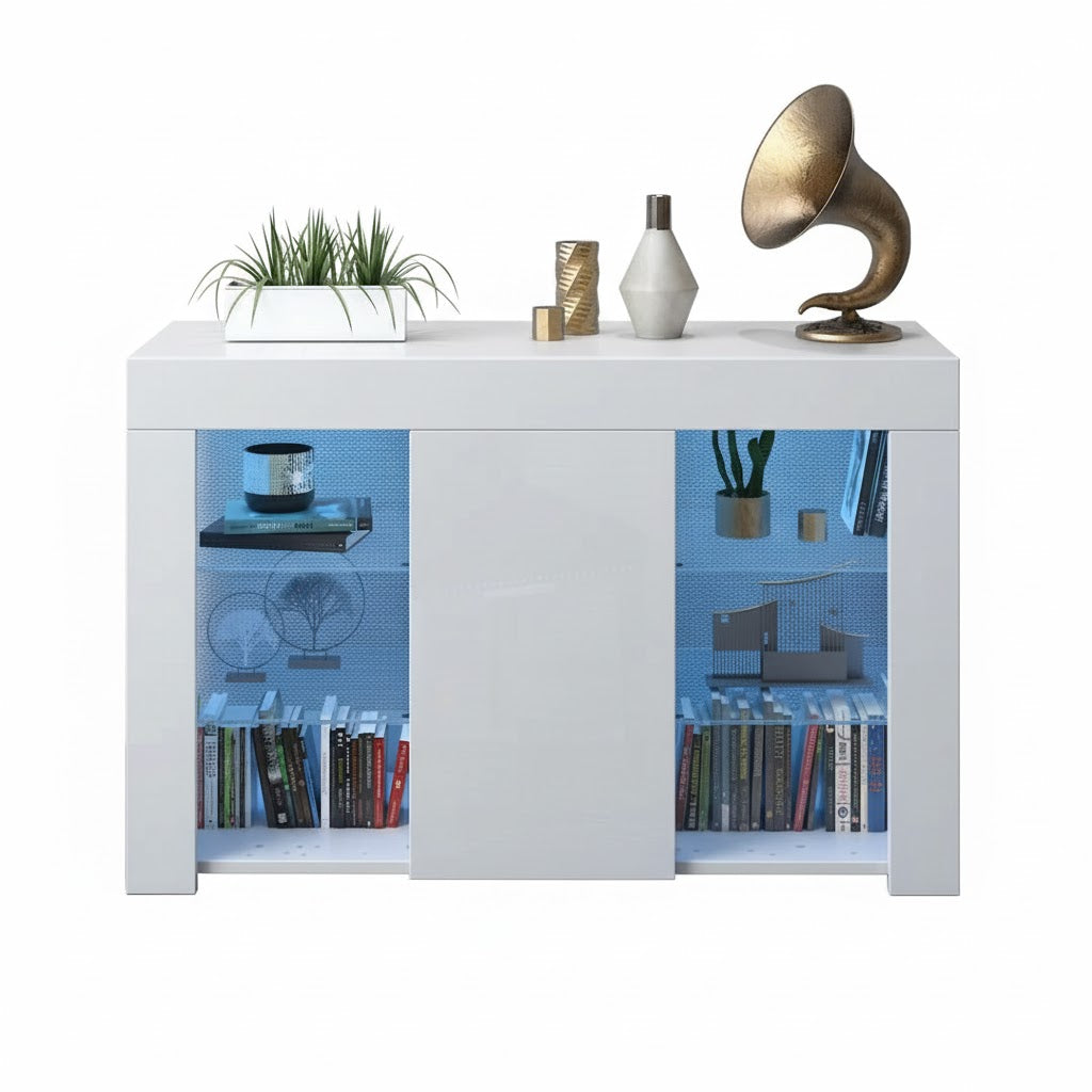 Sideway' LED BookShelf /Sideboard White Gloss