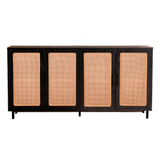Oslo 4-Door Sideboard Cabinet Black with Oak Doors