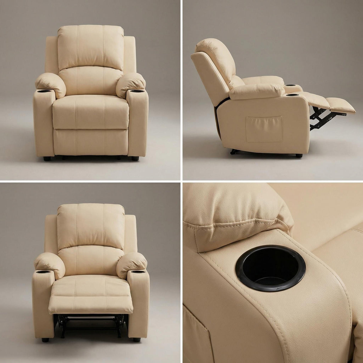 Cyril Recliner 1 seater PVC Beige