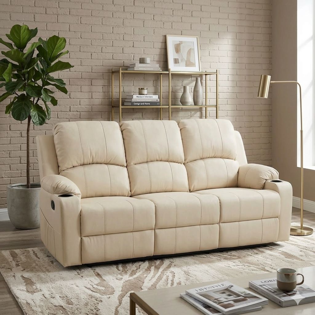 Cyril Recliner 3 seater PVC Beige