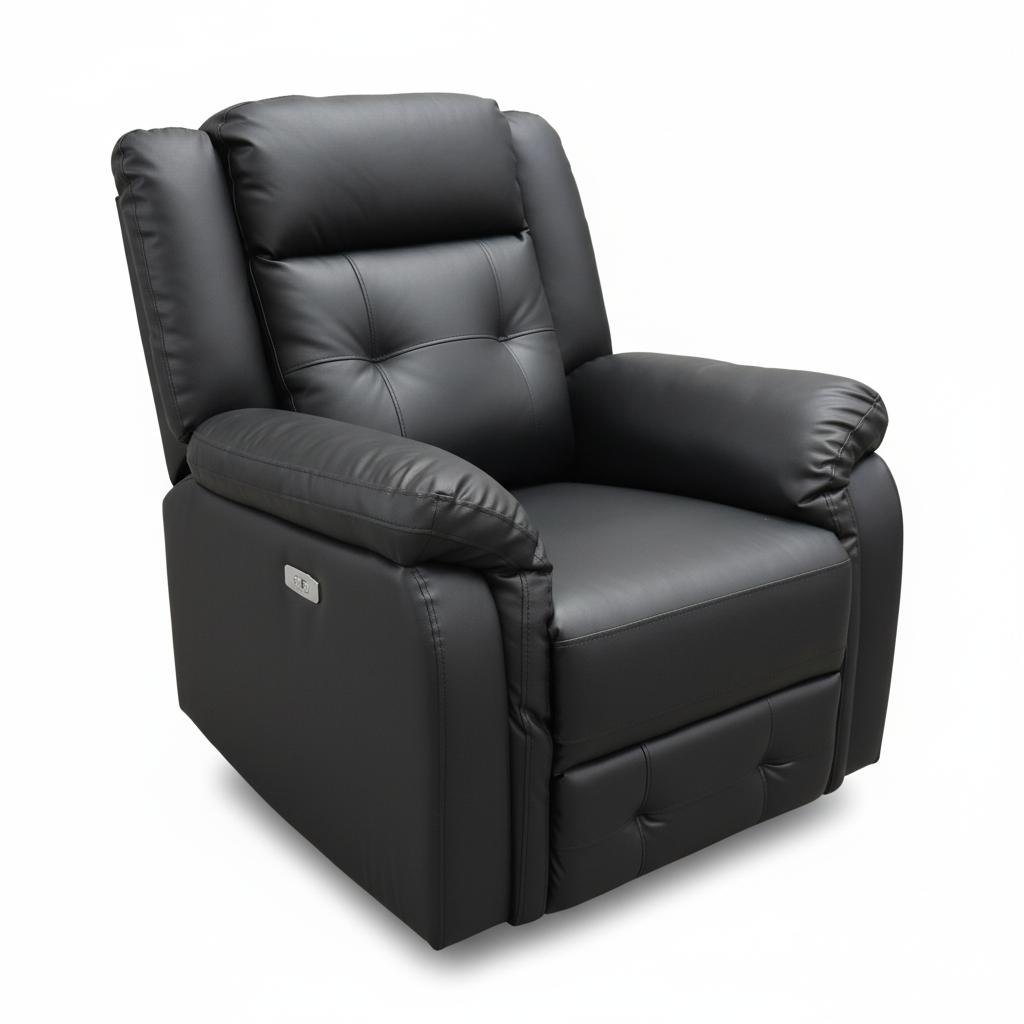 Volt Electric 1 Seater Recliner PVC Black