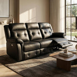 Volt Electric 3 Seater Recliner PVC Black