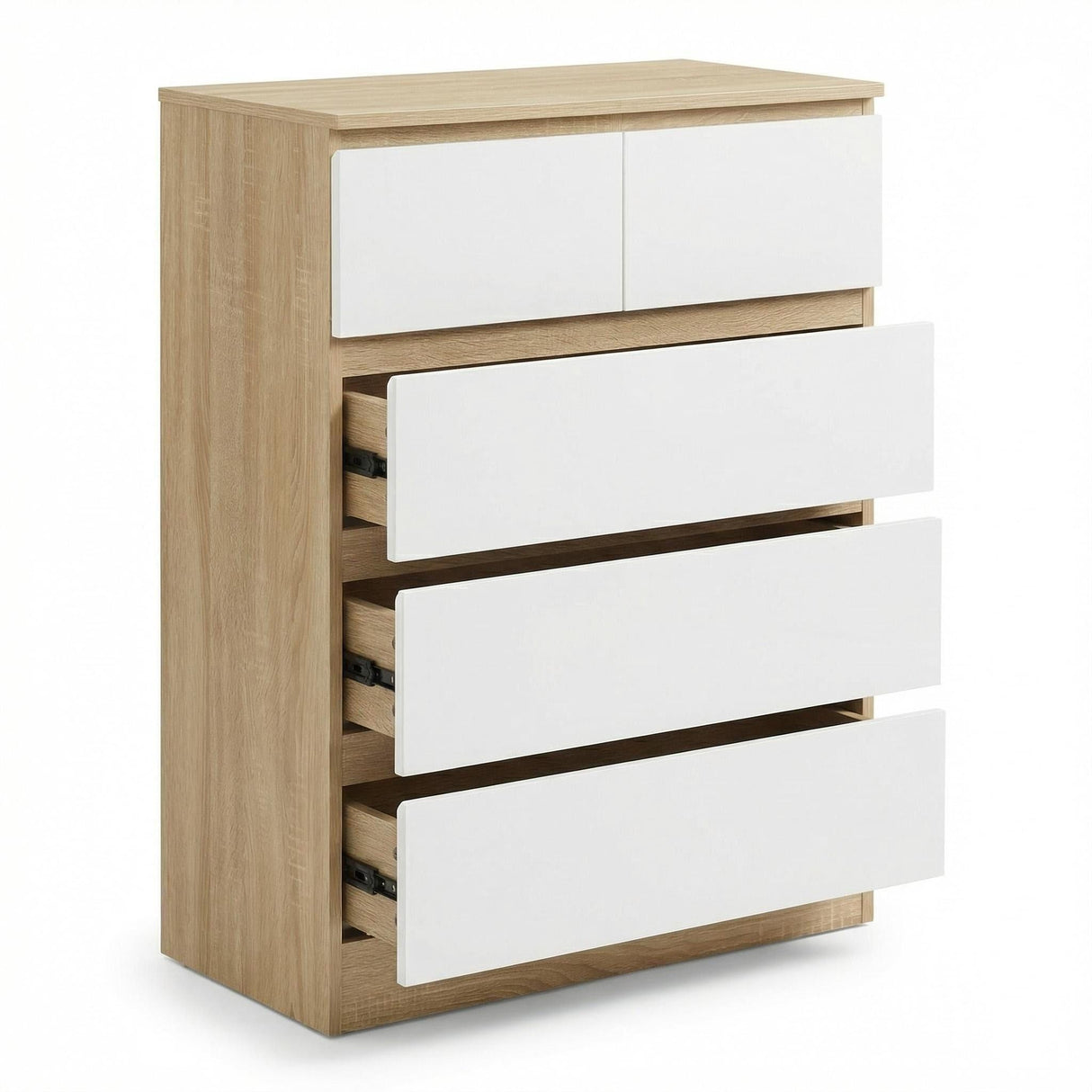 Rielly Chest of 3+2 Drawers Light Oak/White