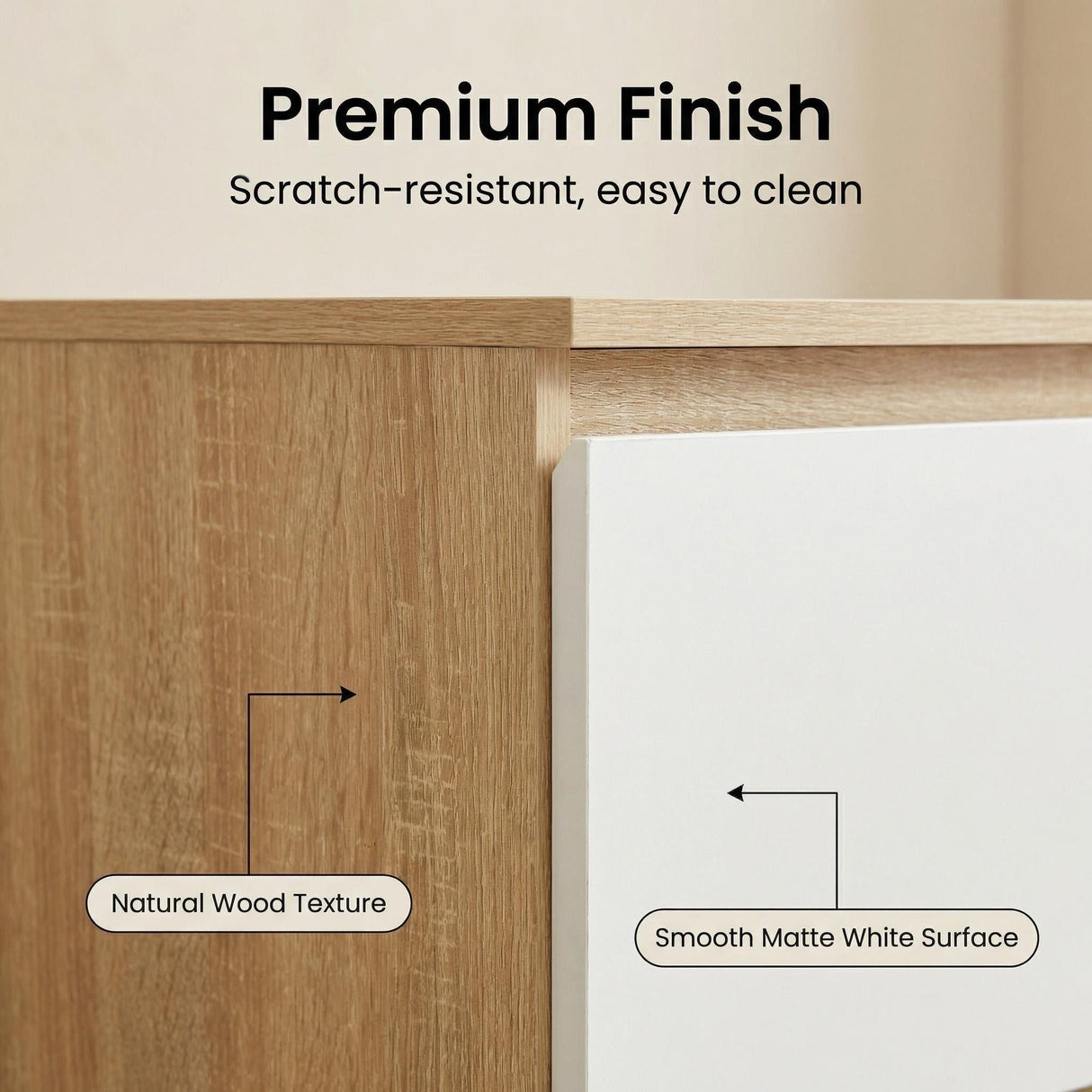 Rielly Chest of 3+2 Drawers Light Oak/White