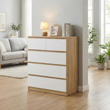 Rielly Chest of 3+2 Drawers Light Oak/White