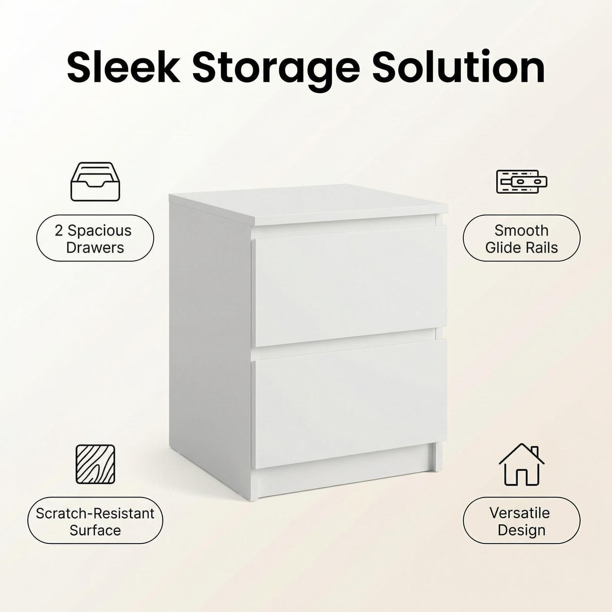 Sable Bedside Table White