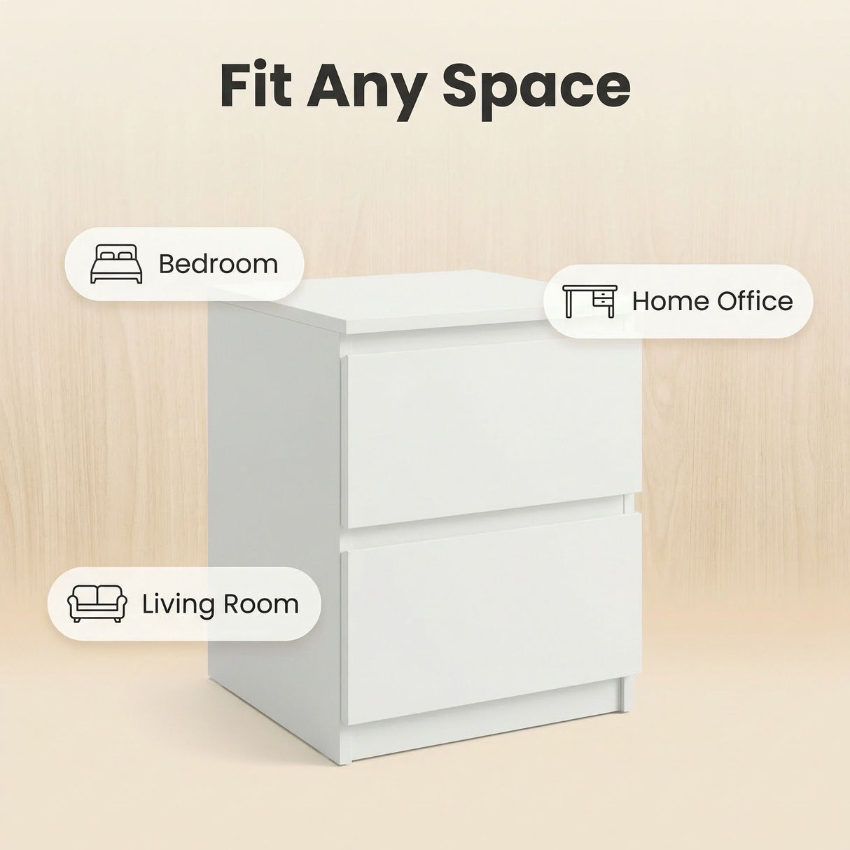 Sable Bedside Table White