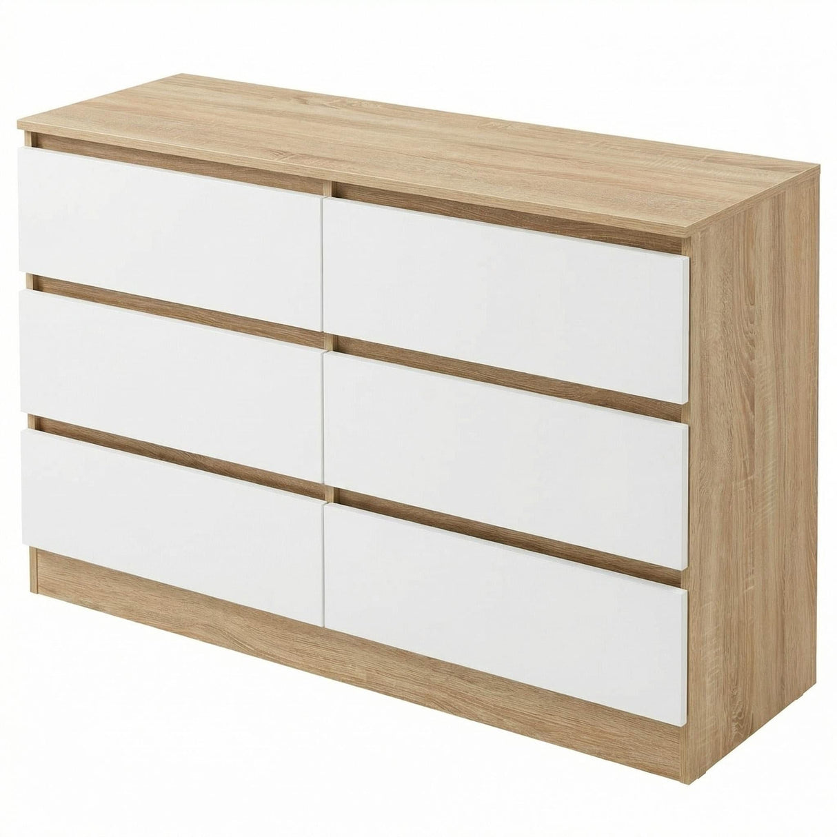 Rielly Chest of 6 Drawers Light Oak/White