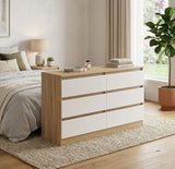 Rielly Chest of 6 Drawers Light Oak/White