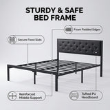 Upholstered Metal Platform Bed Queen