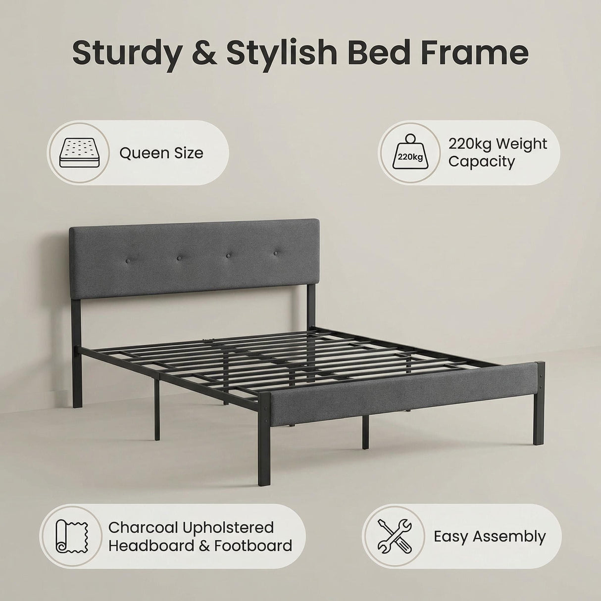 Aspen Metal Bed Frame Queen