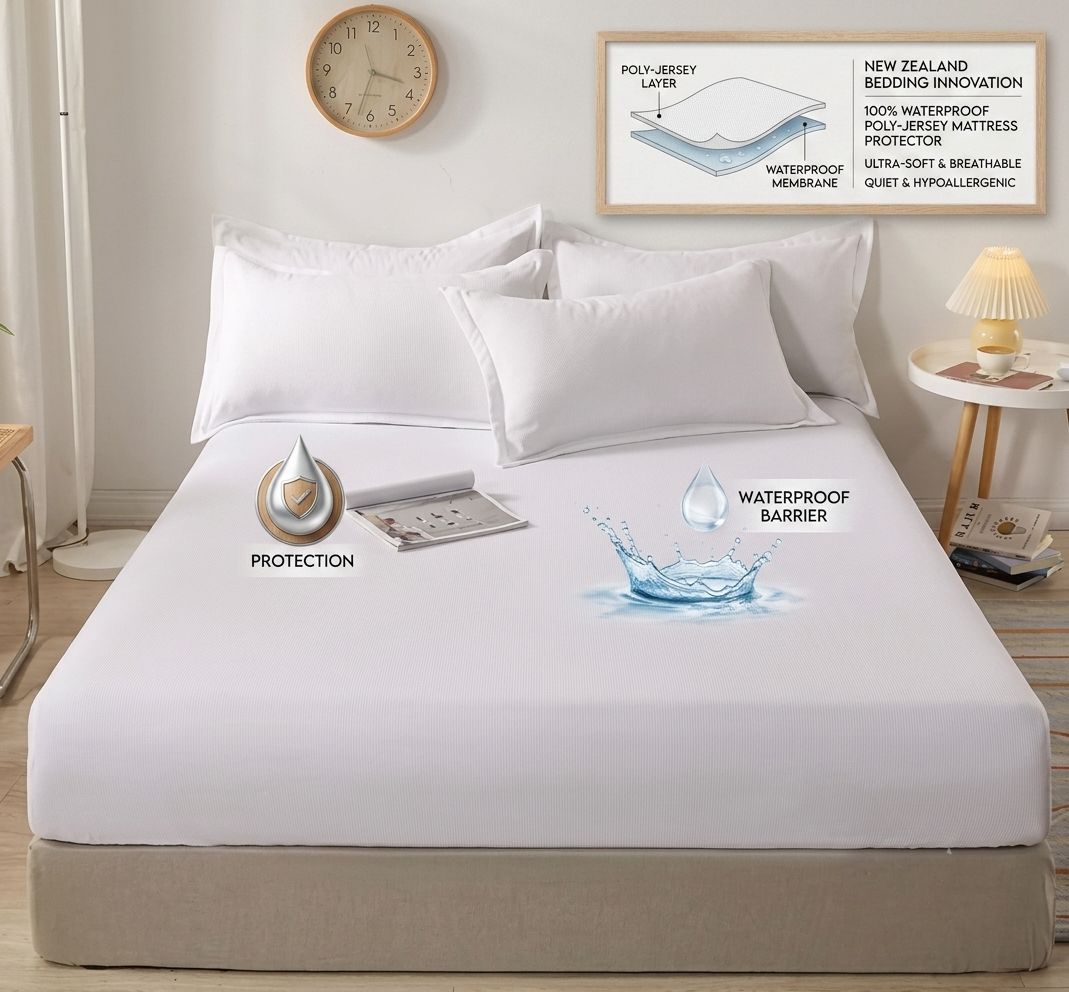 Poly Jersey Waterproof Mattress Protector Double
