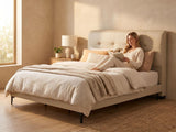 Maroa Leather Bedframe Superking Beige