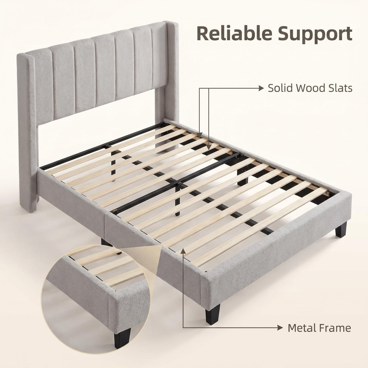 Odessa Bed Frame Grey Velvet Queen