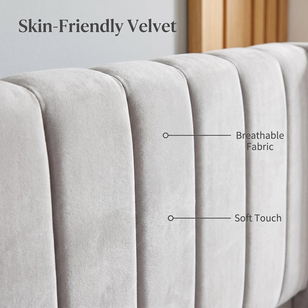Odessa Bed Frame Grey Velvet Queen