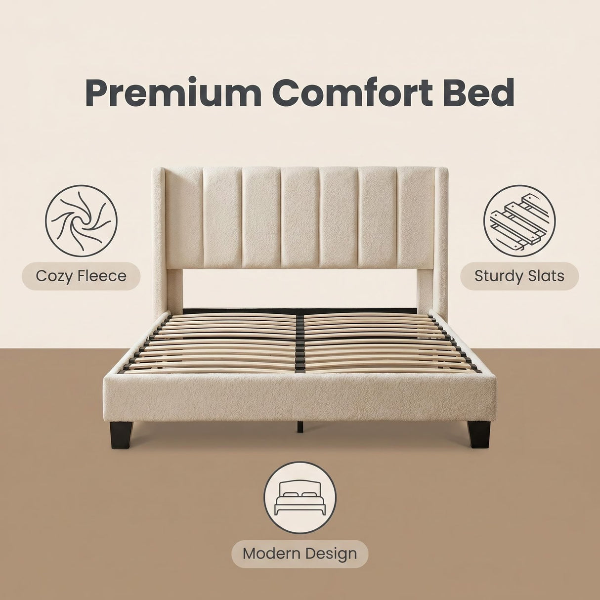 Odessa Bed Frame Beige Queen