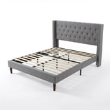 Naylor Bed Frame Grey Velvet Queen