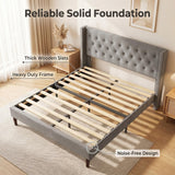 Naylor Bed Frame Grey Velvet Queen