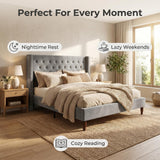 Naylor Bed Frame Grey Velvet Queen