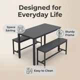 Naomi Home Paola Industrial Dining Set (Black Frame, Black Top)