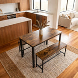 Naomi Home Paola Industrial Dining Set (Black Frame, Rustic Brown Top)