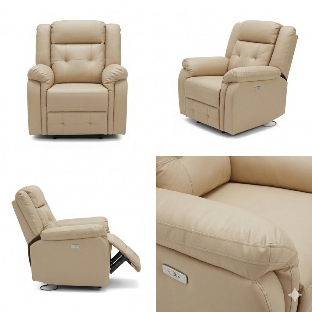 Volt Electric 1 Seater Recliner PVC Beige