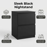Sable Bedside Table Black