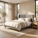 Naylor Bed Frame Grey Velvet Queen
