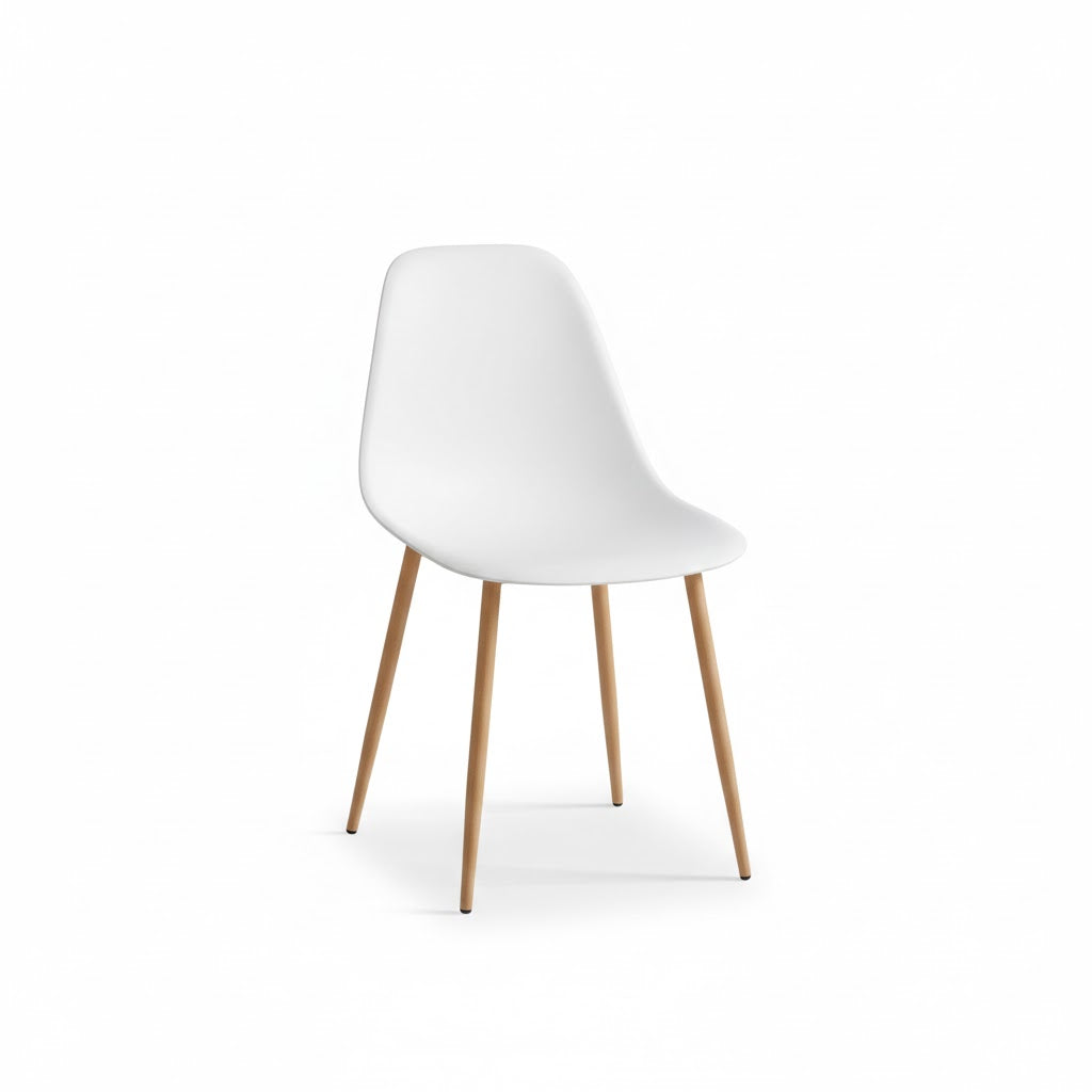 Alpine Dining Chair [White with Wooden Color Legs]