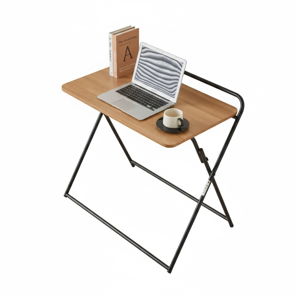 Amber Folding Desk Black Frame with Walnut Desktop