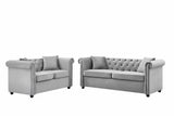 Brookfield Velvet 2+3 Seater Sofa Set Light Grey