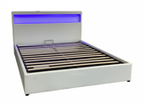 Torby Bed Frame with storage and LED Light White Queen