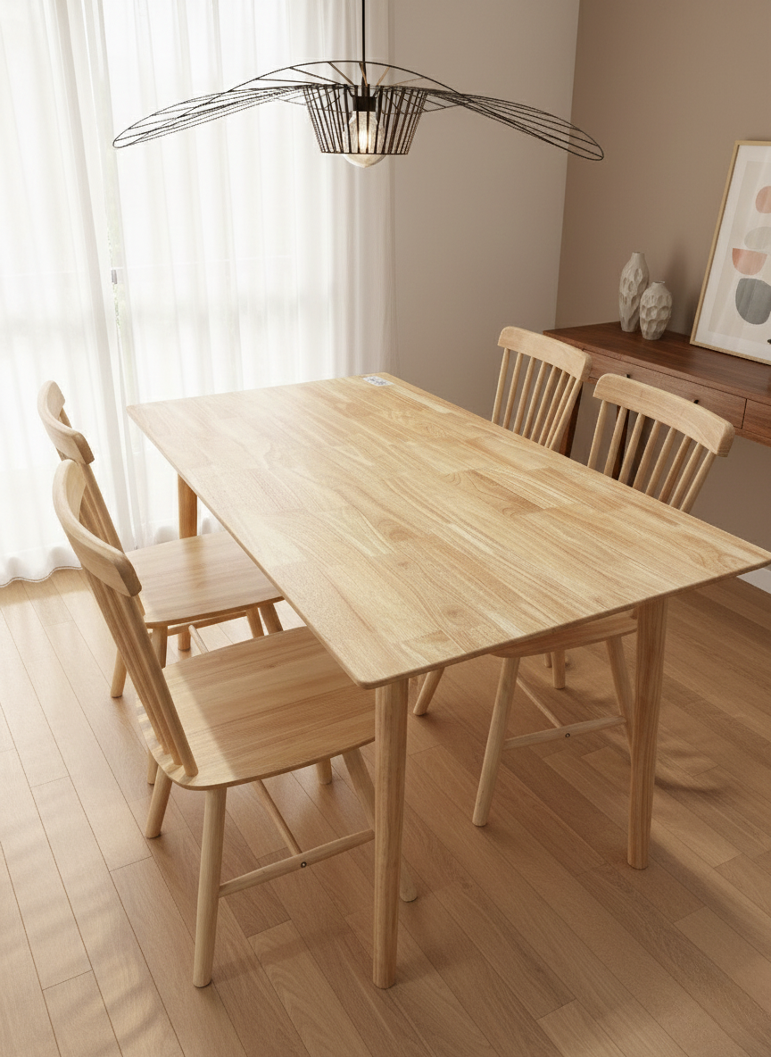 Jinbi Dining Table Rubber Wood Light Oak New