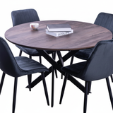 'Clive' 1.2m Round Dining Table + Upton Black Velvet Dining Chair*4 Set