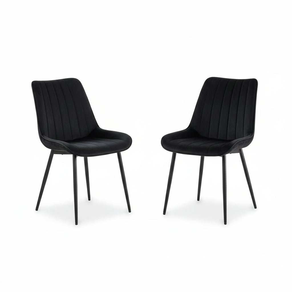 Midnight Velvet Black Dining Chair with Black Legs set of 4