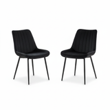 Midnight Velvet Black Dining Chair with Black Legs set of 4