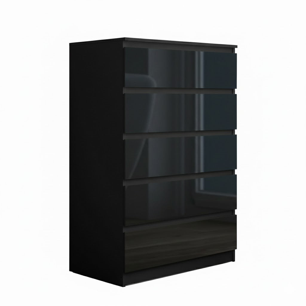 'Monaco' Black Chest of 5 drawers