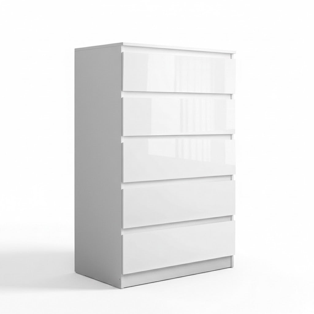 'Monaco' White Chest of 5 drawers
