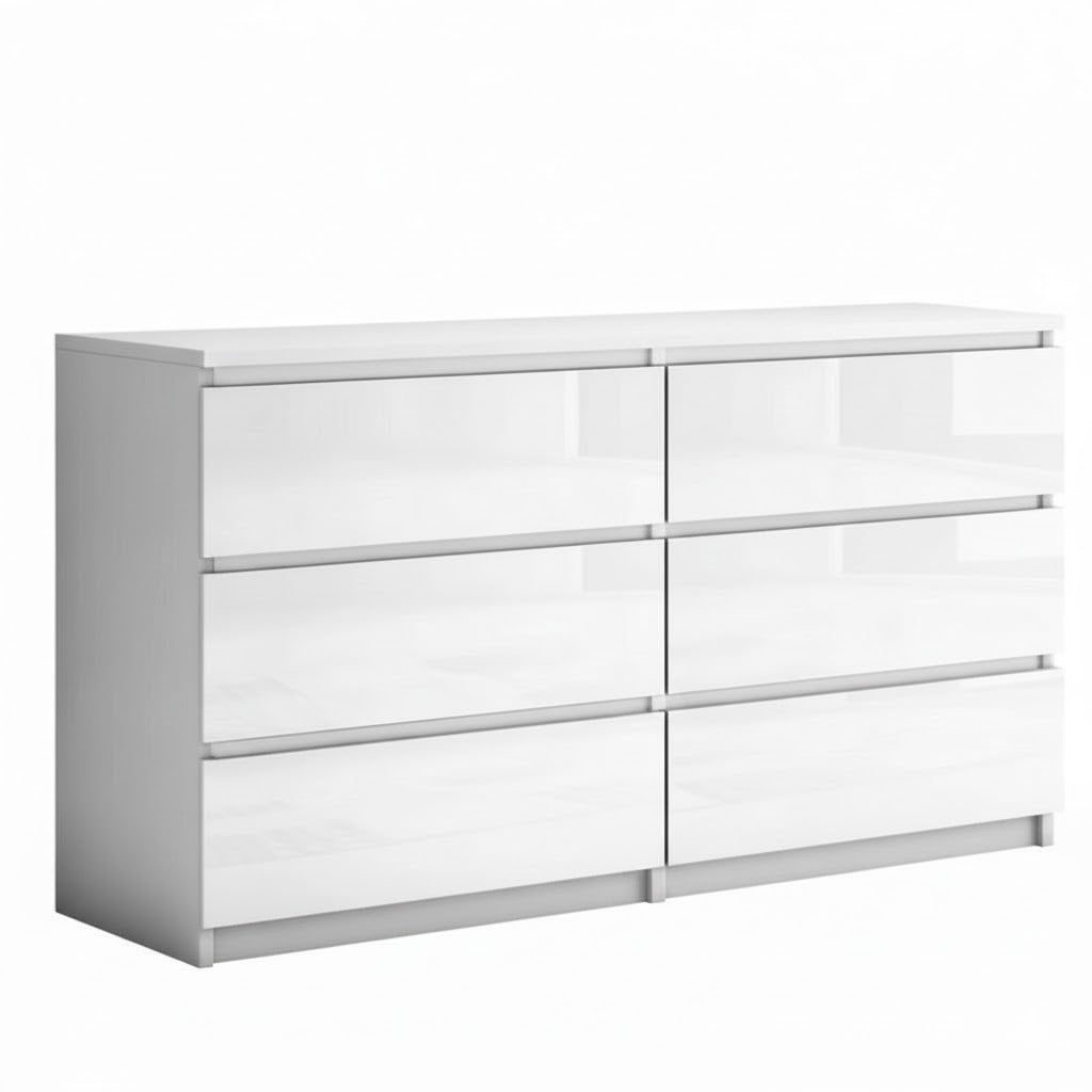 ''Monaco' White Chest of 6 drawers