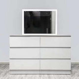 'Monaco' White Chest of 6 drawers With Mirror