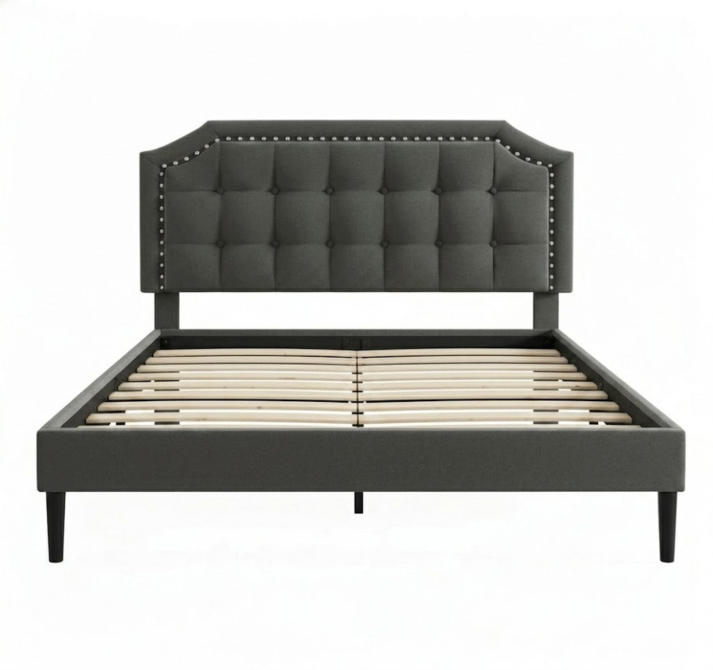 Eltham Bedframe Grey Velvet Double