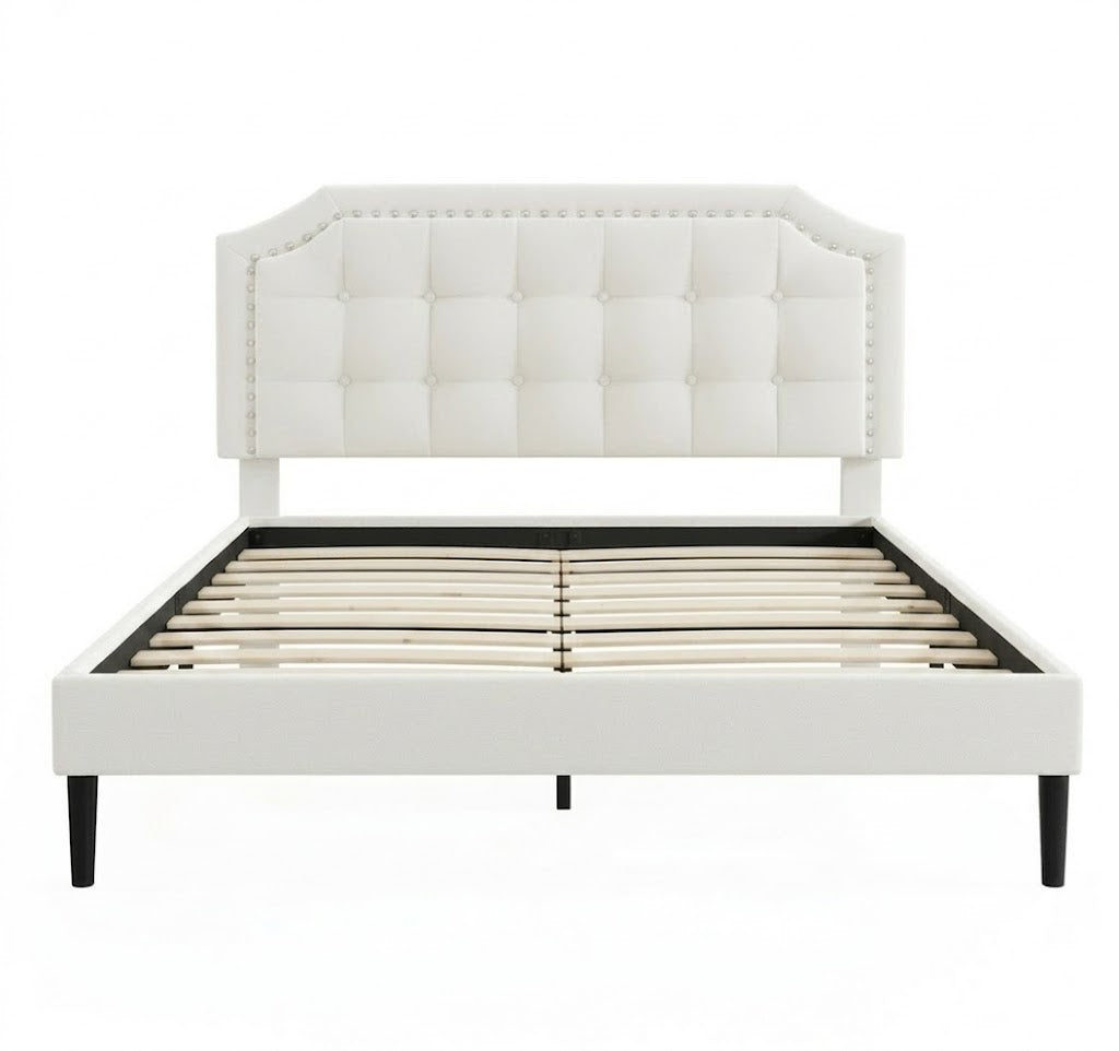 Eltham Bedframe Beige Velvet Queen