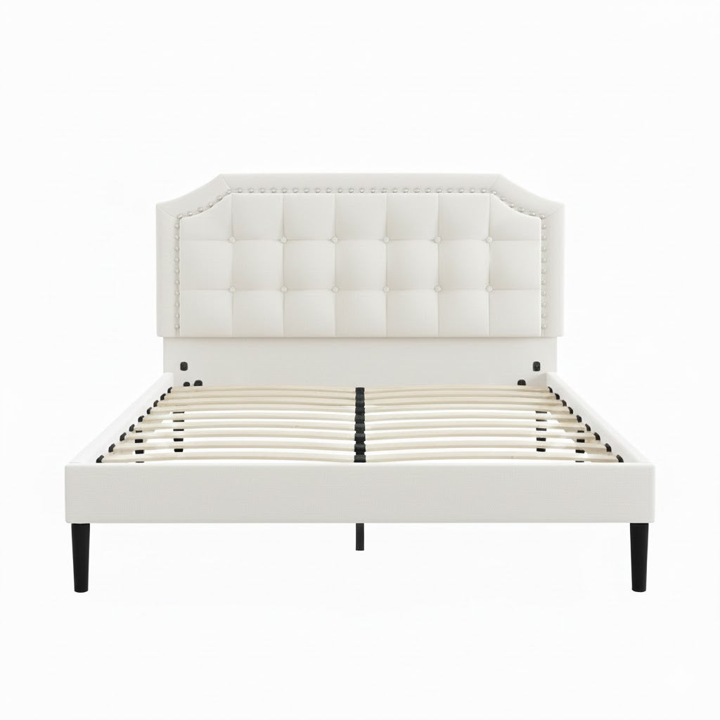 Eltham Bedframe Beige Velvet Queen