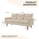 Solar 3 Seater Beige Sofa