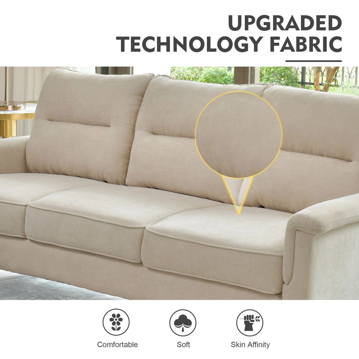Solar 3 Seater Beige Sofa