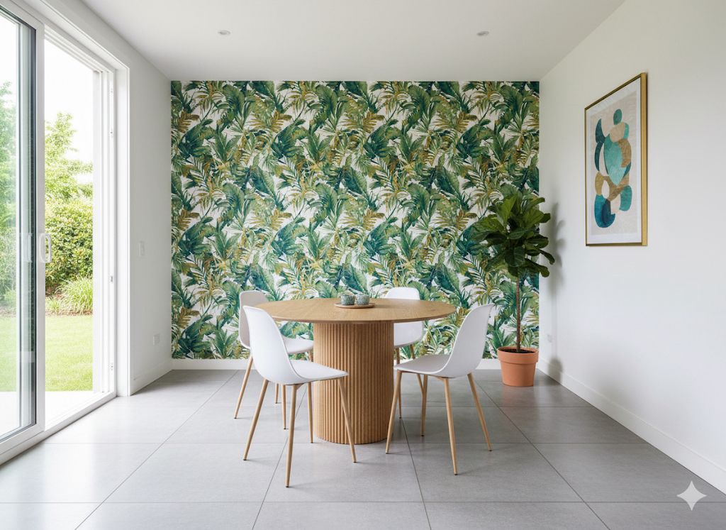 Kalahari Round Dining Table + Alpine Dining Chair [White with Wooden Legs]*4 Set