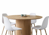 Kalahari Round Dining Table + Alpine Dining Chair [White with Wooden Legs]*4 Set
