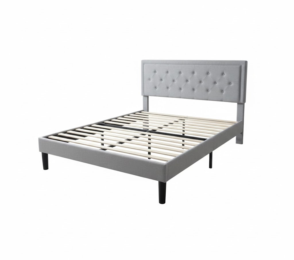 DISPLAY - Miro Bed Fram Light Grey Queen