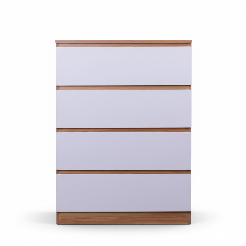 'Monaco' Set of 4 drawers white + oak