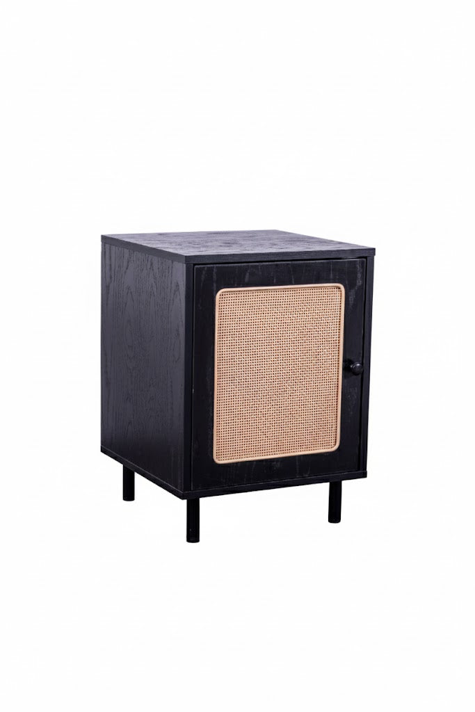 Oslo Bedside Black with Oak Door